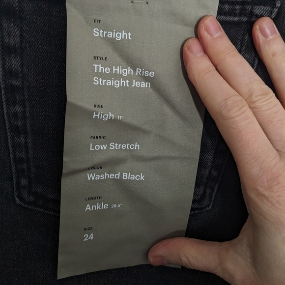 EVERLANE The High Rise Straight Jean in Washed Black NEW Size 24 Ankle - Picture 5 of 8